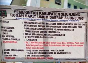 Kangkangi UU Tentang Bangunan Gedung, Pekerjaan RSU Tanah Badantung-Sijunjung Disinyalir Langgar Kontrak Kerja