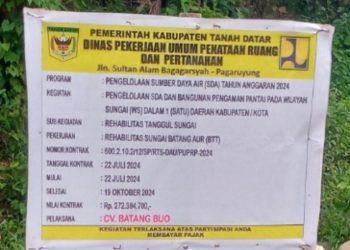 Pengerjaan Rehabilitasi Sungai di Jorong Aua Nagari Barulak Disebut Salah Perencanaan